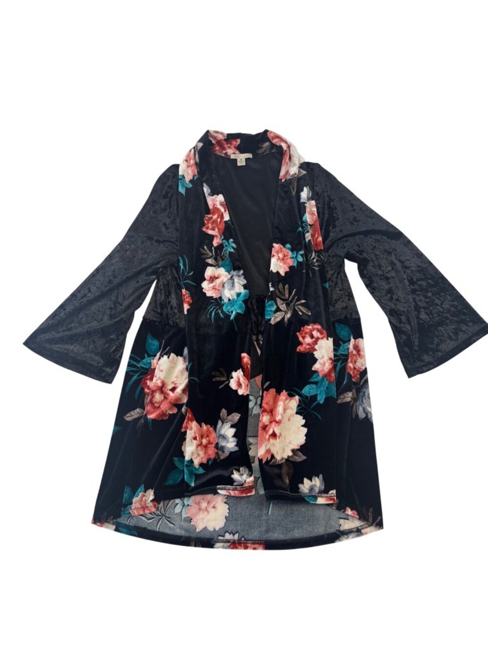 ✨3/$30 M Floral Velvet Open Kimono Cardigan Bell Sleeves Boho Witchy Whimsy Goth